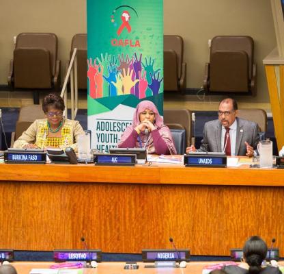 The Panelists: First Lady of Ethiopia and the president of OAFLA Her Excellency Roman Tesfaye, H.E. Mrs. Adjoavi Sika Kabore, First Lady of the Republic of Burkina Faso and Vice-President of OAFLA, Dr. Natalia Kanem,  Executive Director – UNFPA and Mr. Michel Sidibe, Executive Director – UNAIDS