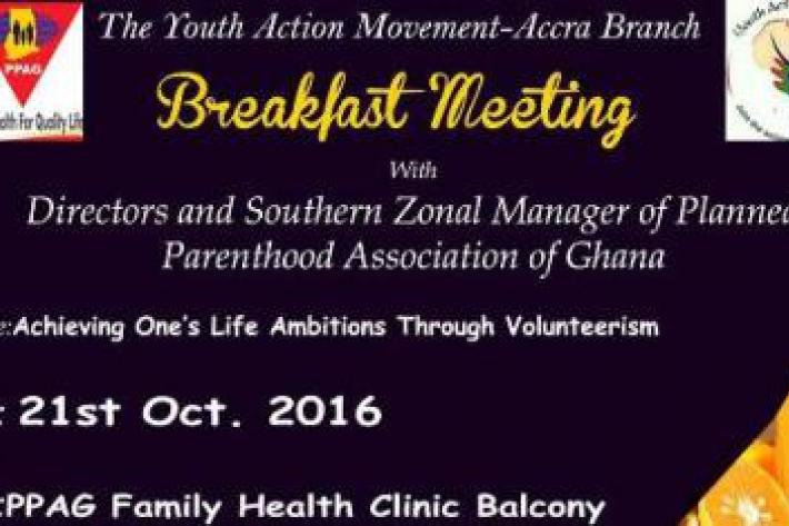 leaflet of the YAM Ghana breakfast meeting