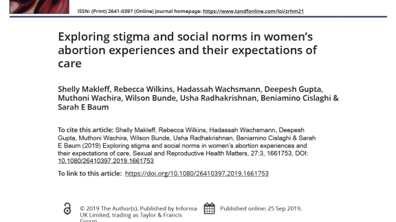 Cover page - Exploring stigma and social norms in women’s abortion experiences and their expectations of care
